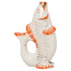 White Fish Glass Decanter or Vase, 20th Century, Europe, 1960s