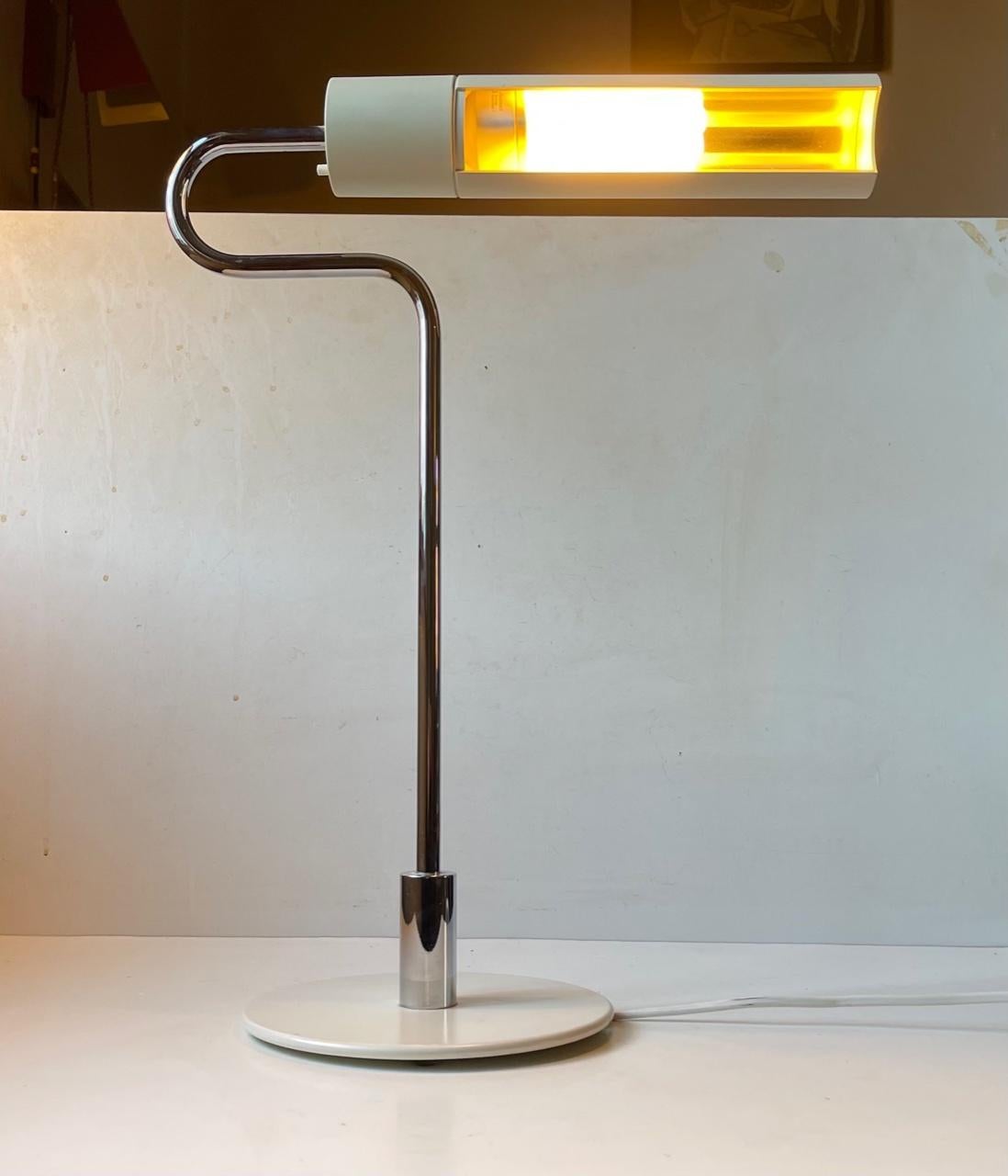Aluminium Lampe de bureau minimaliste Flamingo blanche par Jrgen Mller pour Royal Copenhagen en vente