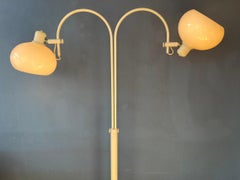 White Flexible Double Arc Mushroom Space Age Floor Lamp, 1970s