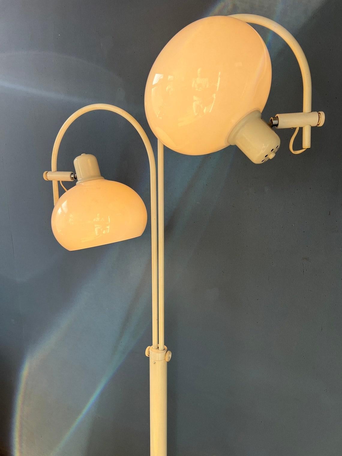 20th Century White Flexible Double Arc Mushroom Space Age Floor Lamp, 1970s For Sale