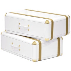 White Flight Case Shelf of 2 Drawers in White Lacquered Finish