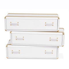 White Flight Case Shelf of 3 Drawers in White Lacquered Finish