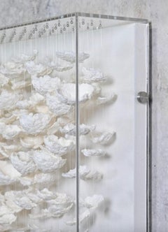 White Floating Paper Abstract Wall Sculpture, Indonesia, Contemporary