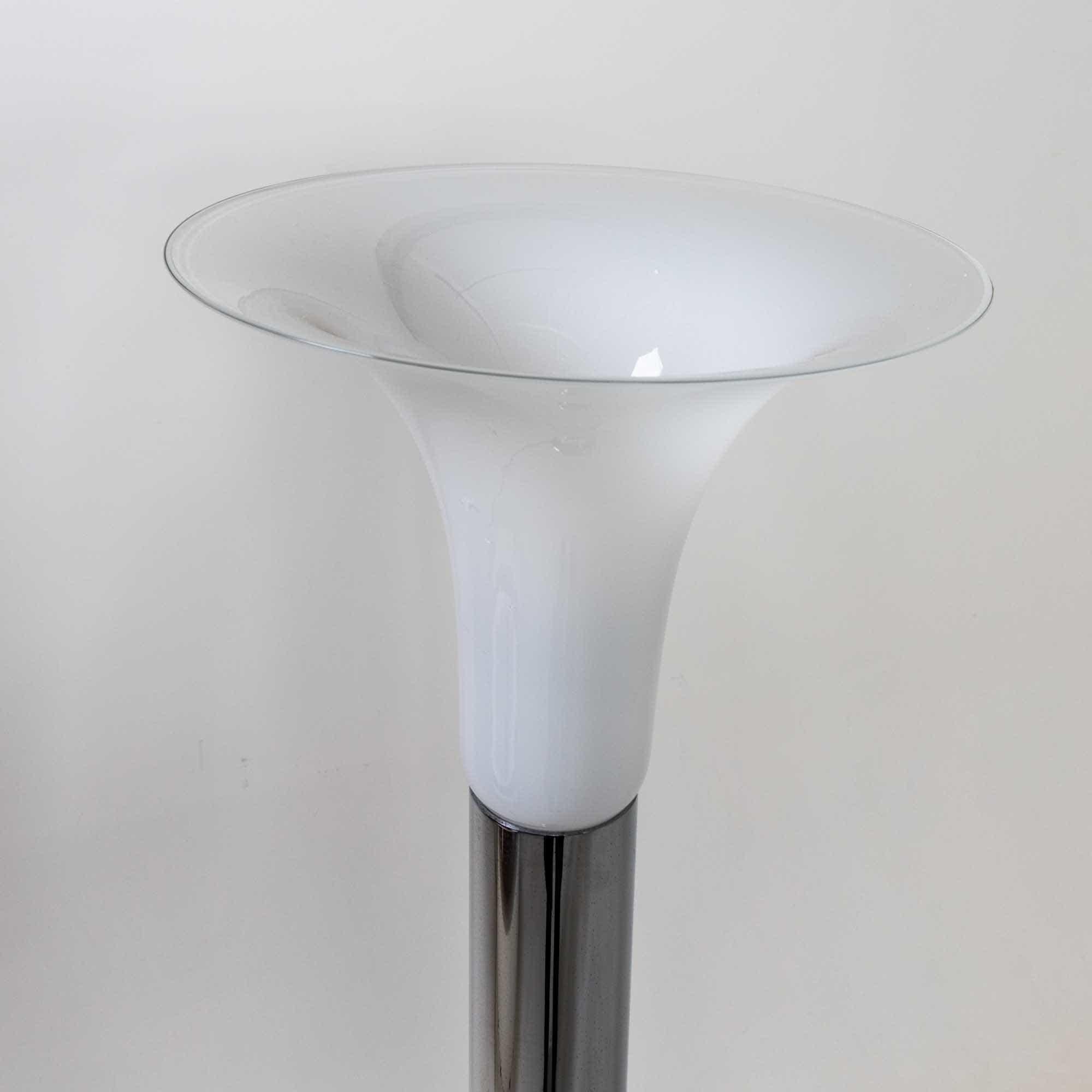 Mid-Century Modern White Floor Lamp, attr. Carlo Nason, Italy 1970s