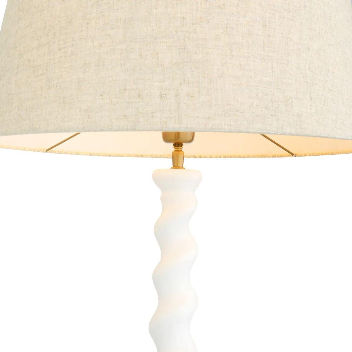 Contemporary White Floor Lamp with Marble Base For Sale