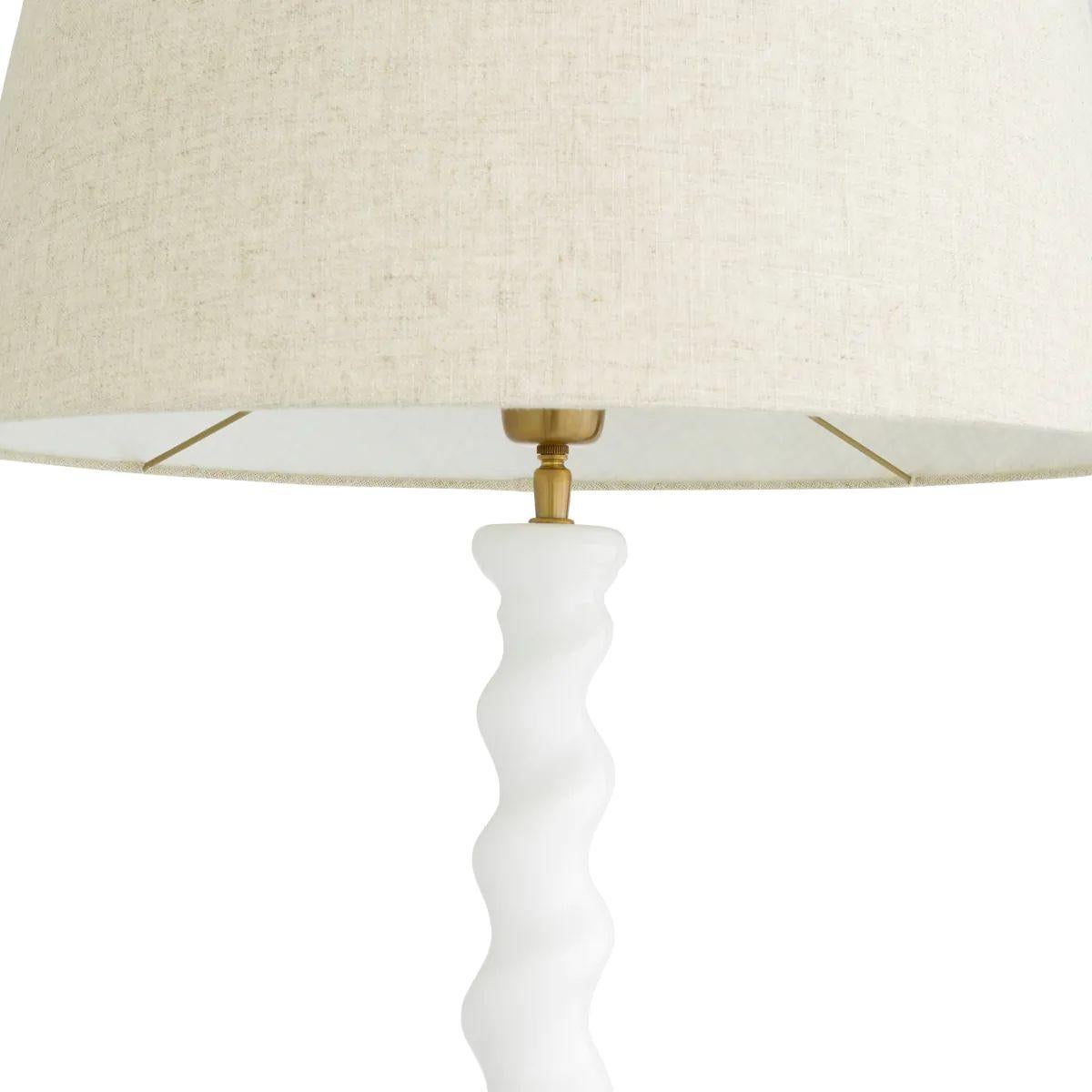 White Floor Lamp with Marble Base For Sale 1