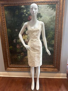 Abito da cocktail da sposa in jacquard floreale bianco