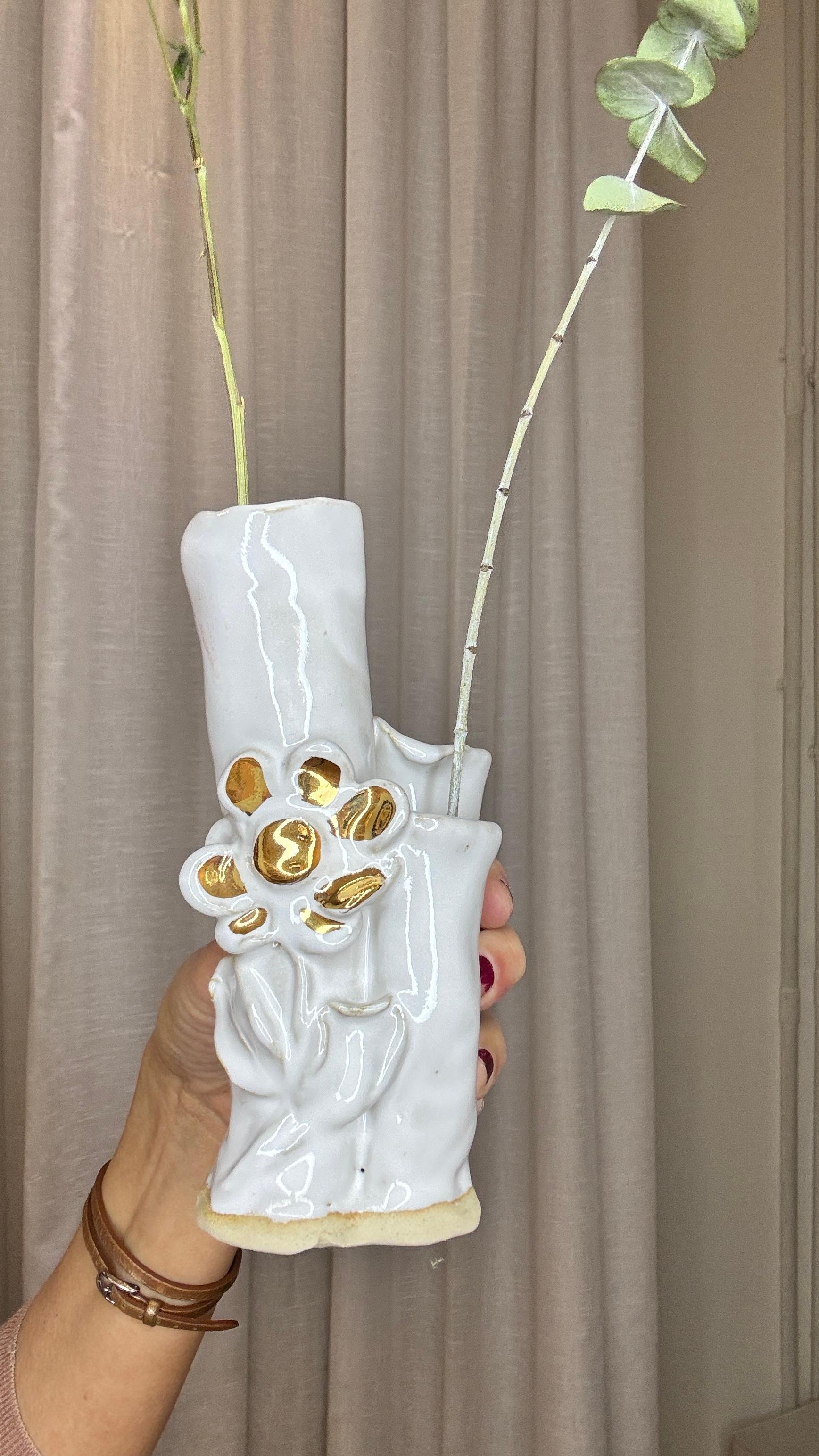 White Floral No 7 Ikebana Inspired Vase  by artist- designer Hania Jneid For Sale 5