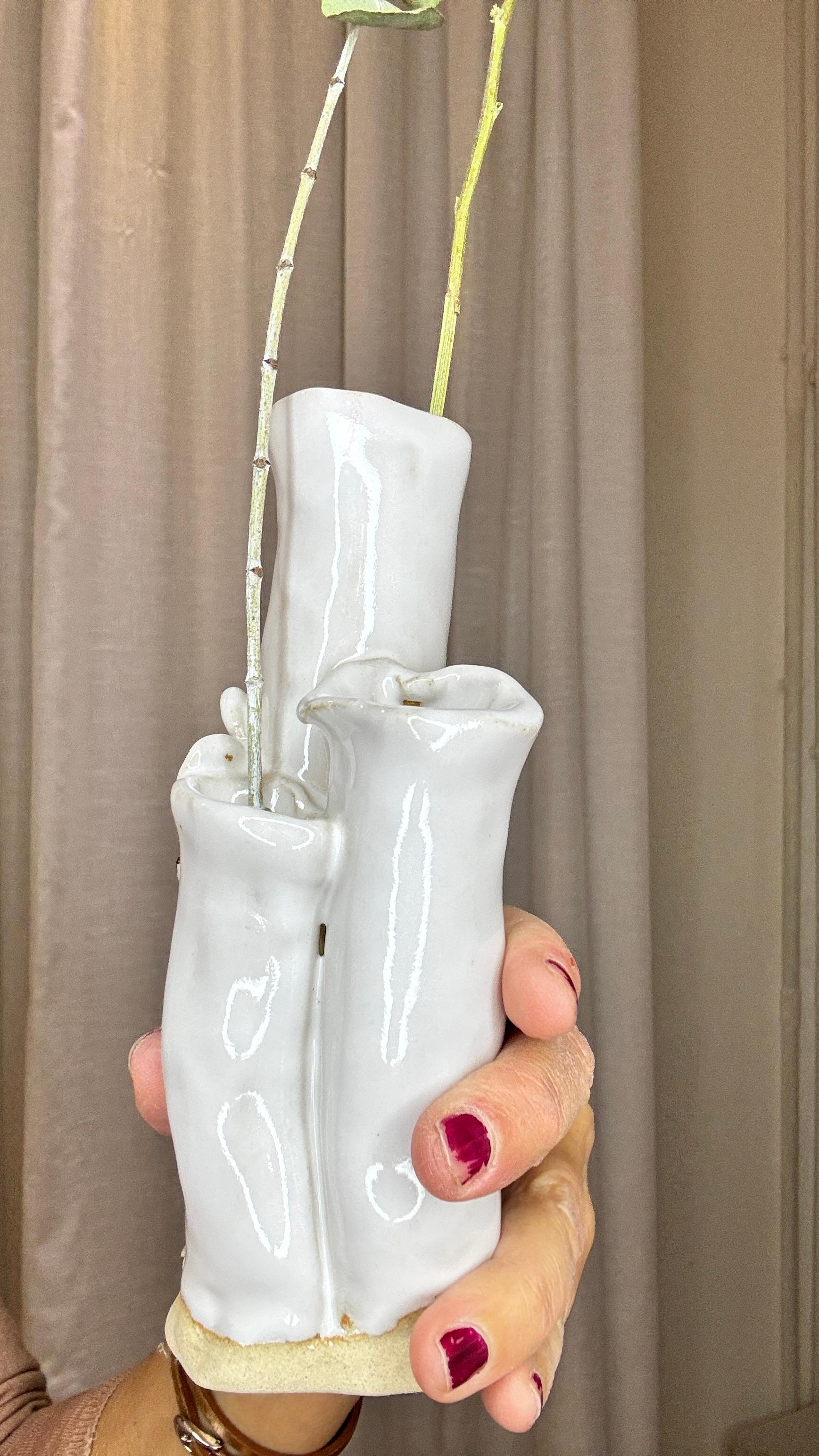 White Floral No 7 Ikebana Inspired Vase  by artist- designer Hania Jneid For Sale 6