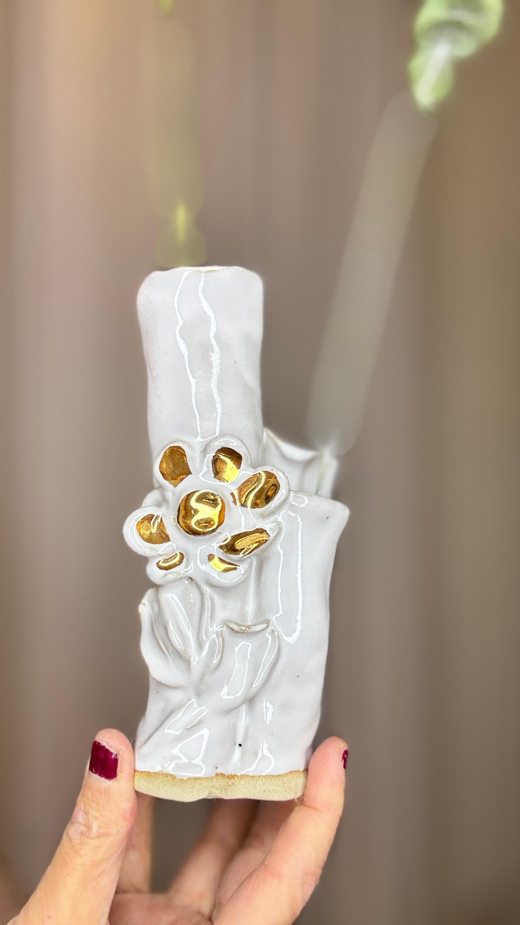 White Floral No 7 Ikebana Inspired Vase  by artist- designer Hania Jneid For Sale 8