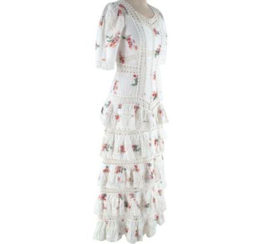 Zimmermann White Floral Pin Tucked Cotton Dress - S For Sale 2