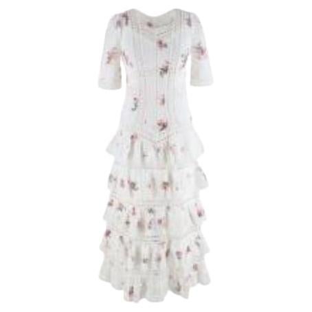 Zimmermann White Floral Pin Tucked Cotton Dress - S For Sale