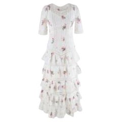 Zimmermann White Floral Pin Tucked Cotton Dress - S