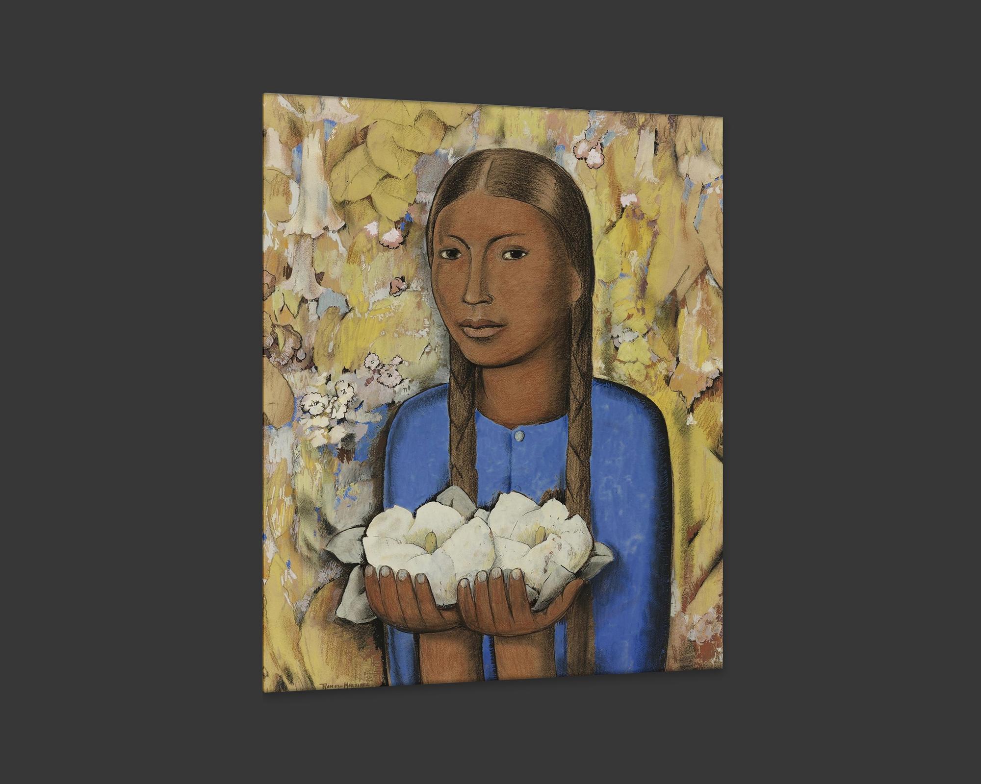 Mexican White Flowers, after Spanish Colonial artist Alfredo Ramos Martínez For Sale