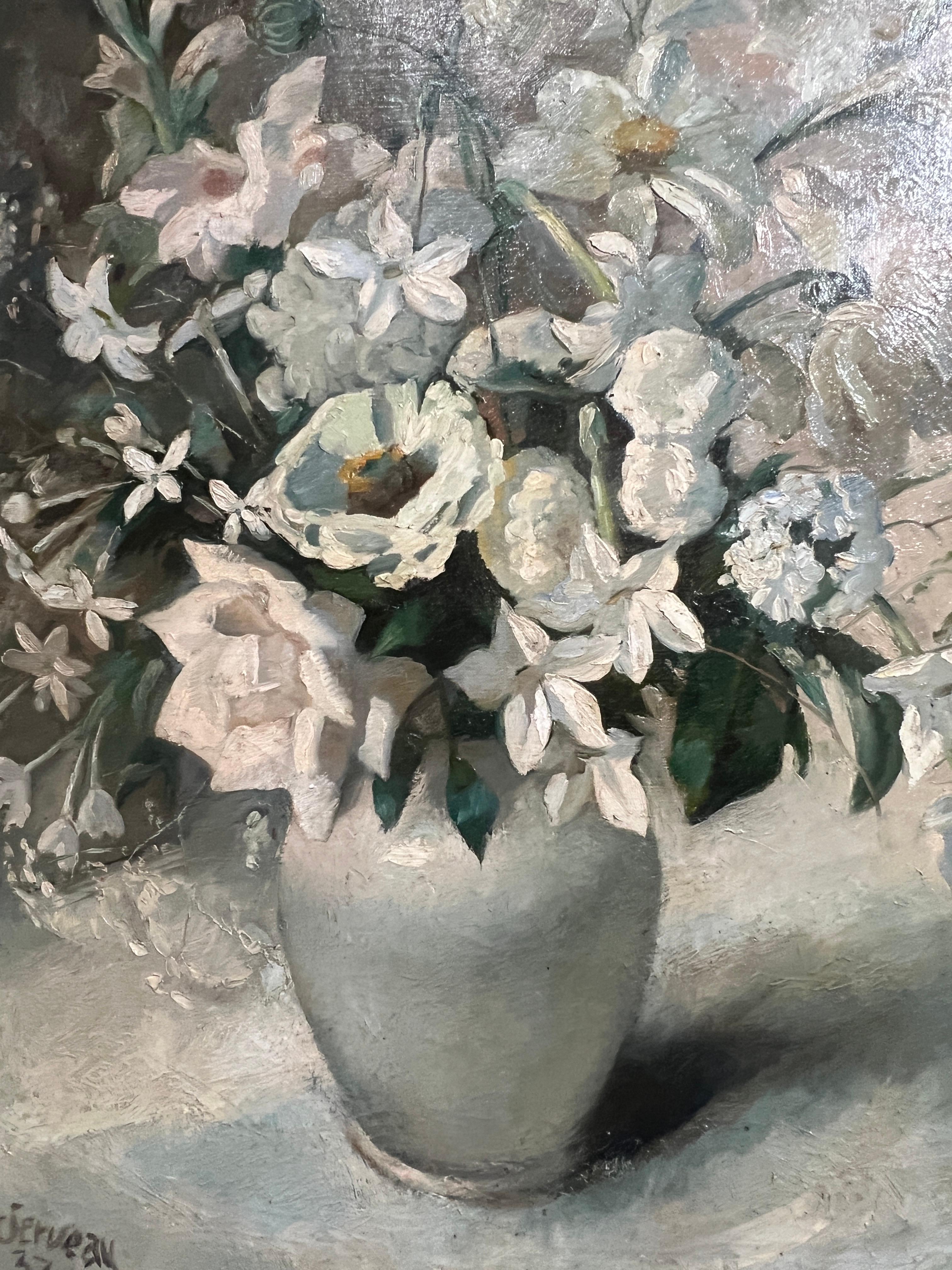 20th Century White Flowers Arrangement by Clément Serveau For Sale