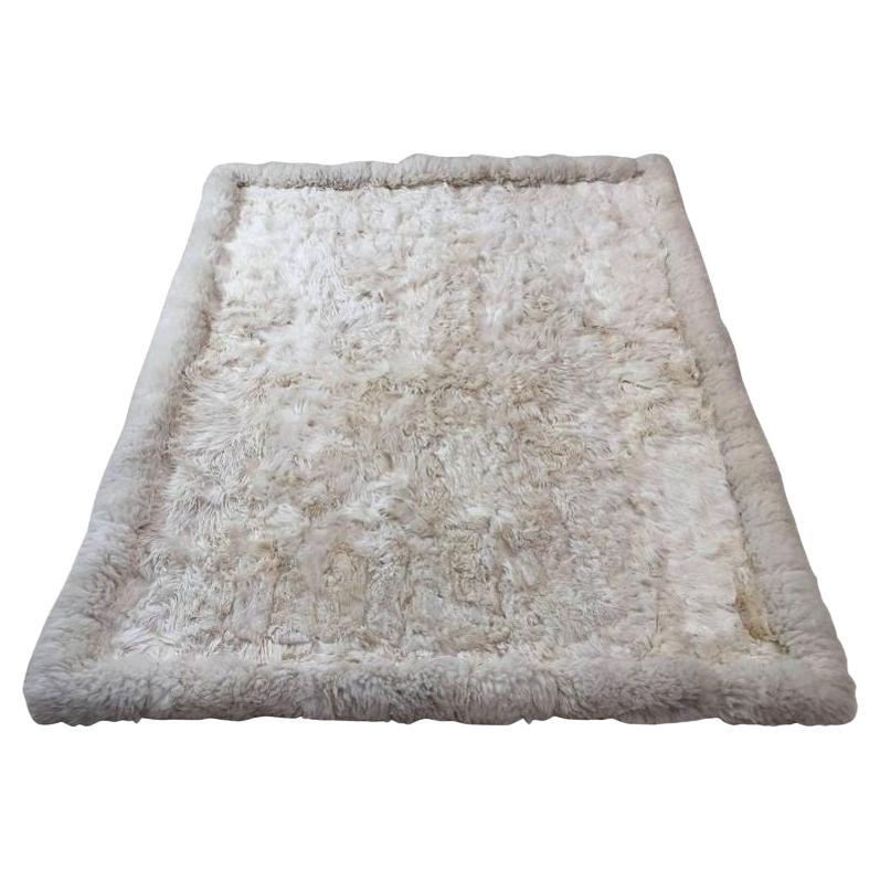 1970s White Fluffy Sheep Skin Bed Throw or Rug For Sale