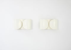 Applique Foglio bianche di Afra & Tobia Scarpa per Flos, anni '60, set di 2