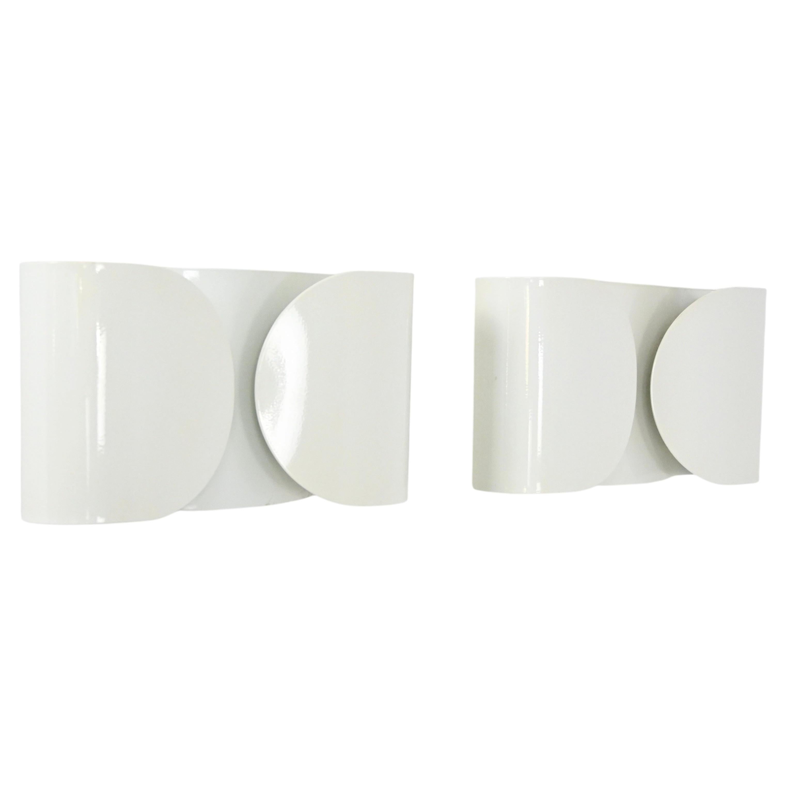 White Foglio Sconces by Tobia & Afra Scarpa for Flos, 1960s, Set of 2 For Sale