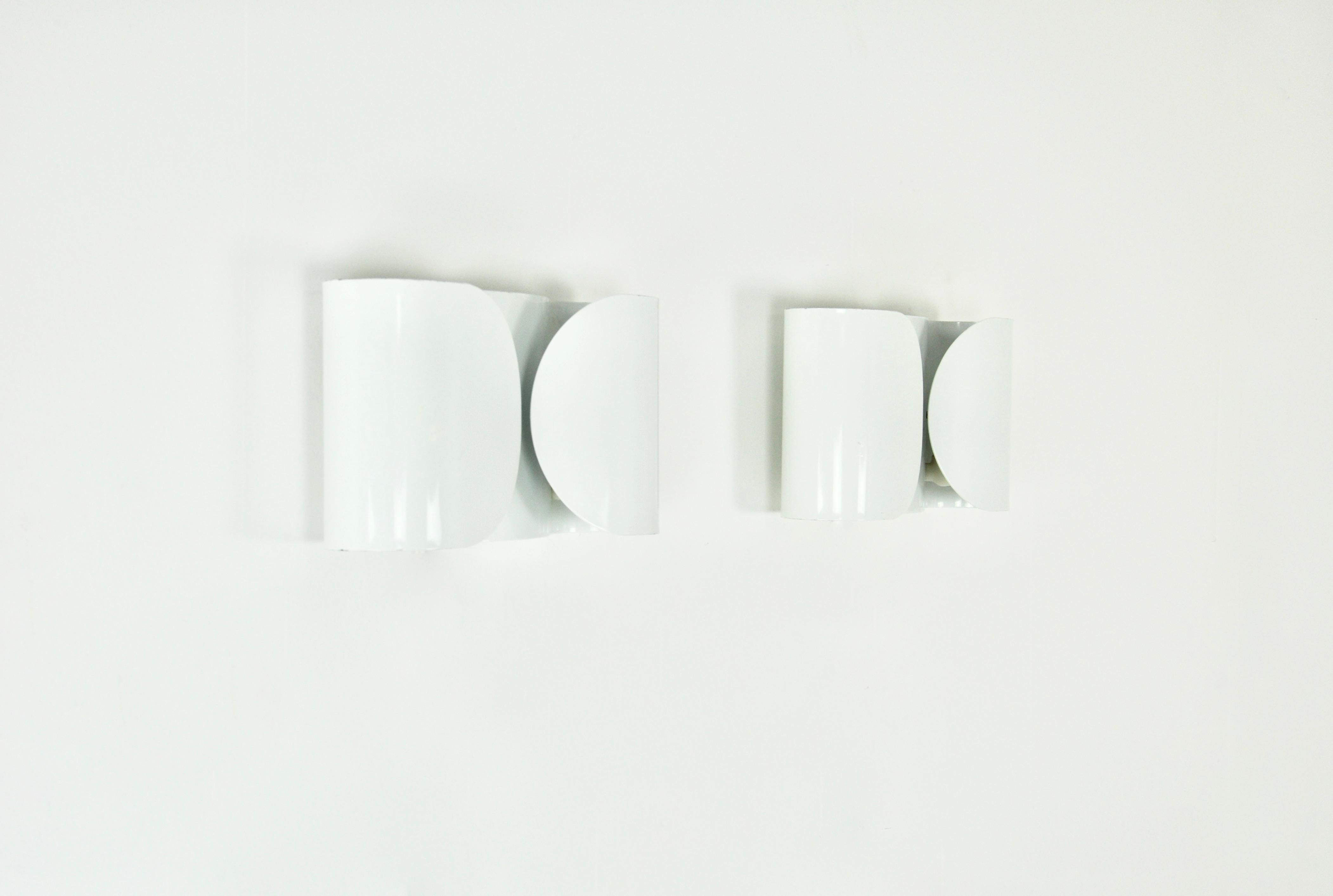 Italian White Foglio Wall Lamps by Tobia & Afra Scarpa for Flos, 1960s Set of 2