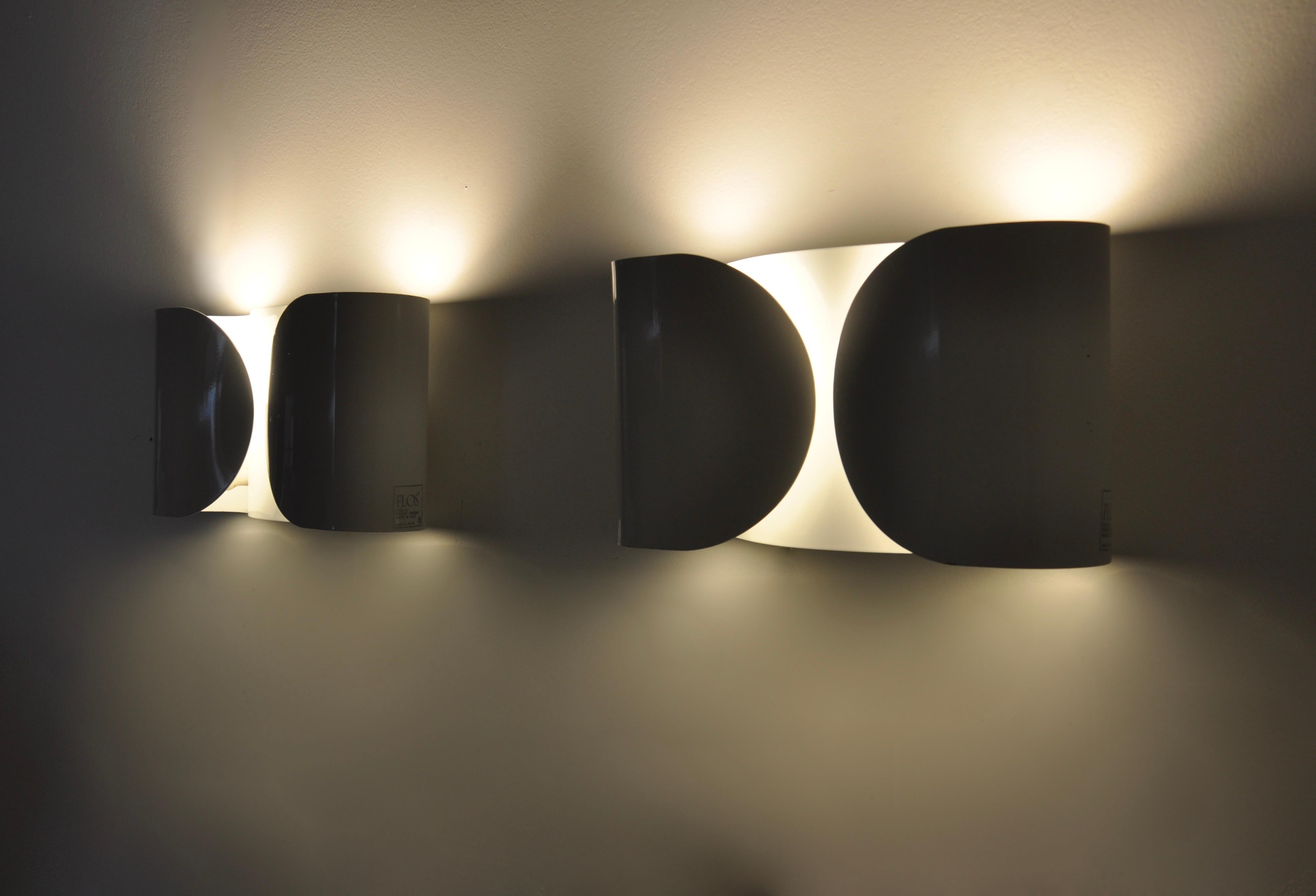 Metal White Foglio Wall Lamps by Tobia & Afra Scarpa for Flos, 1960s Set of 2