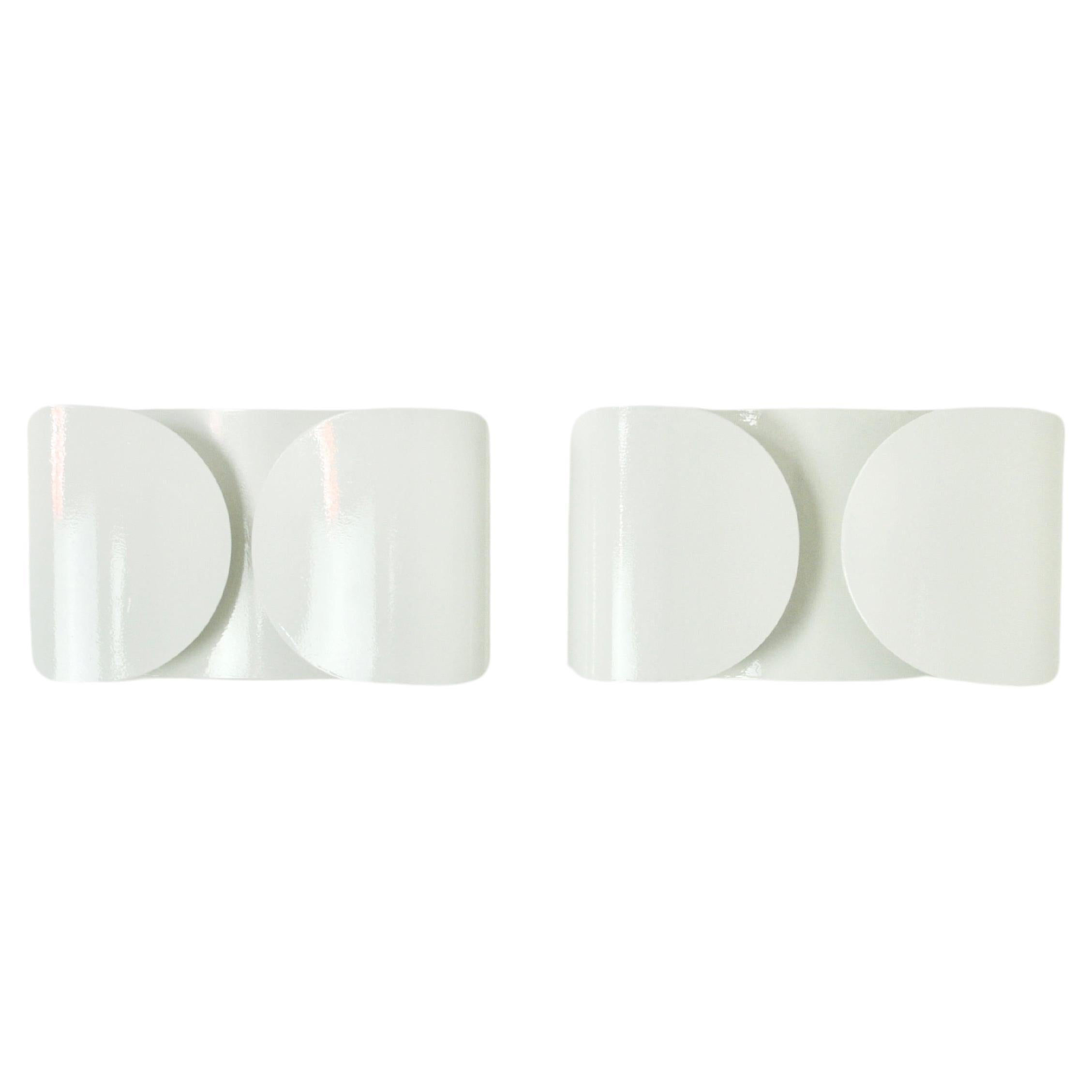 White Foglio Wall Lamps by Tobia & Afra Scarpa for Flos, 1960s Set of 2 For Sale