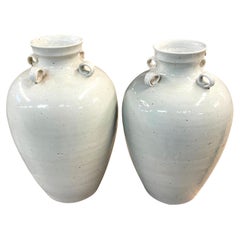 White Four Small Handled Pair Of Vases, China, Contemporary
