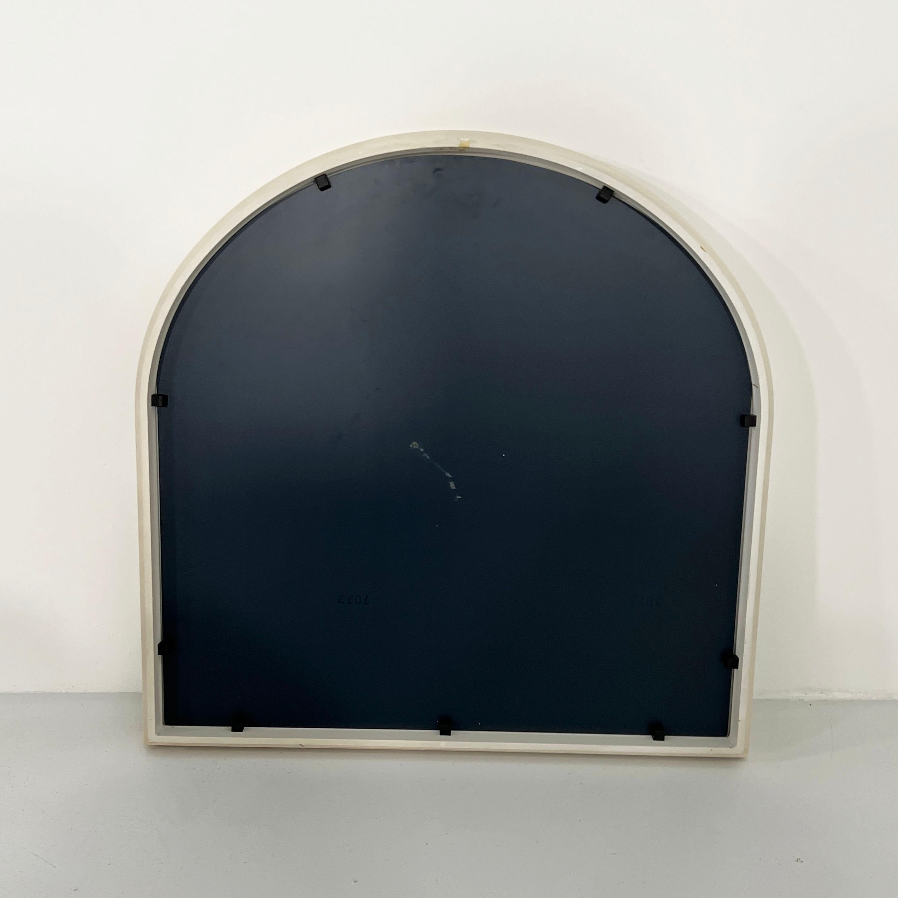 Glass White Frame Mirror Model 4720 by Anna Castelli Ferrieri for Kartell, 1980s