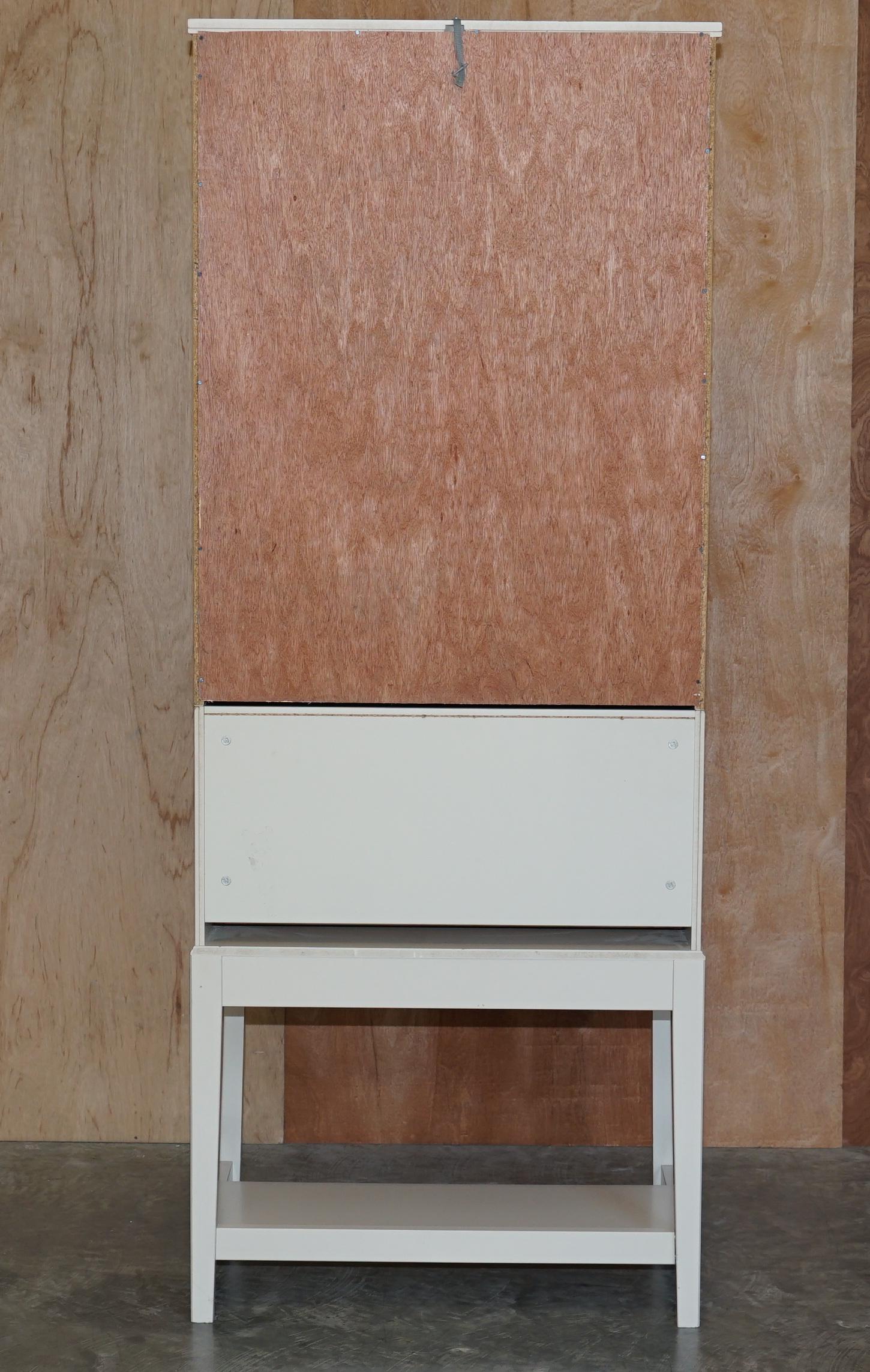 Wood White Free Standing Bookcase with Bureau Desk and Single Sliding Drawer