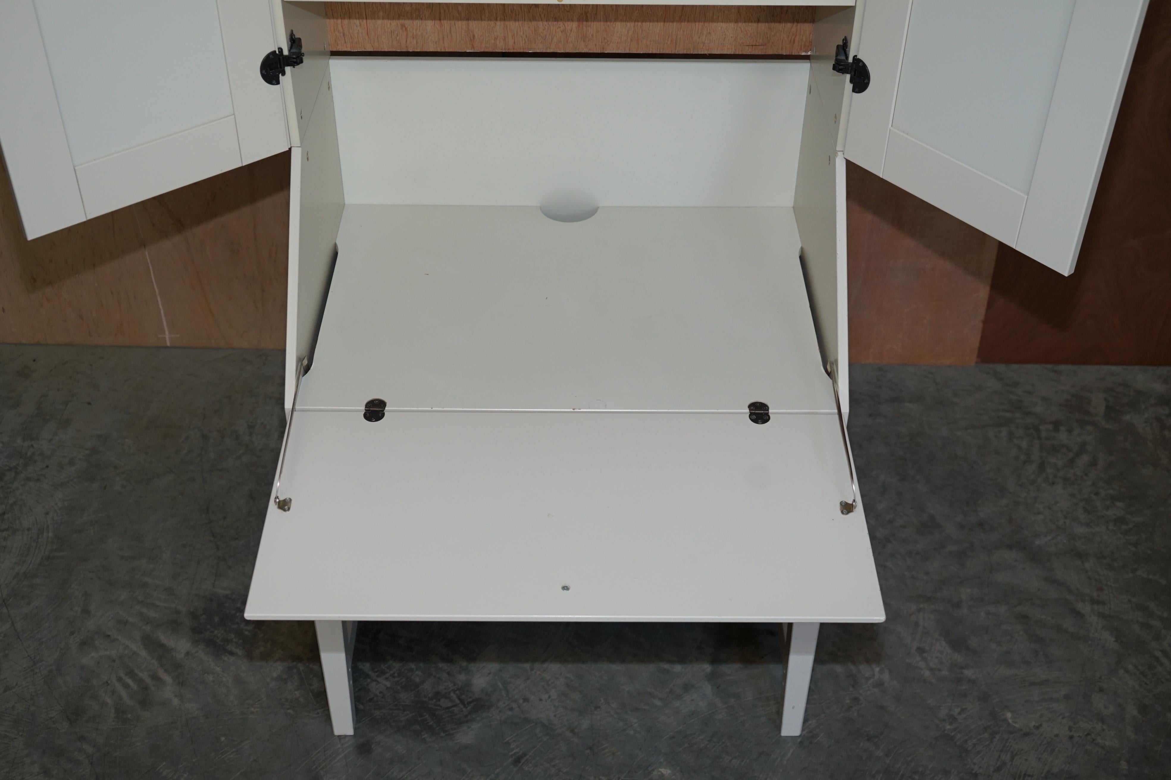 English White Free Standing Bookcase with Bureau Desk and Single Sliding Drawer