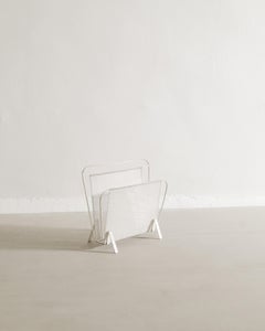Porte-revues français blanc du milieu du siècle par Mathieu Matégot pour Steph Simon, années 1950