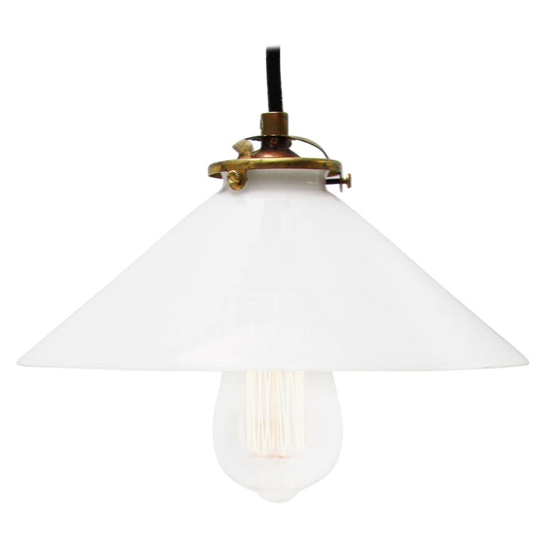 White French Opaline Milk Glass Shade Brass Pendant Lights For At 1stdibs - Shade Ceiling Light Glass