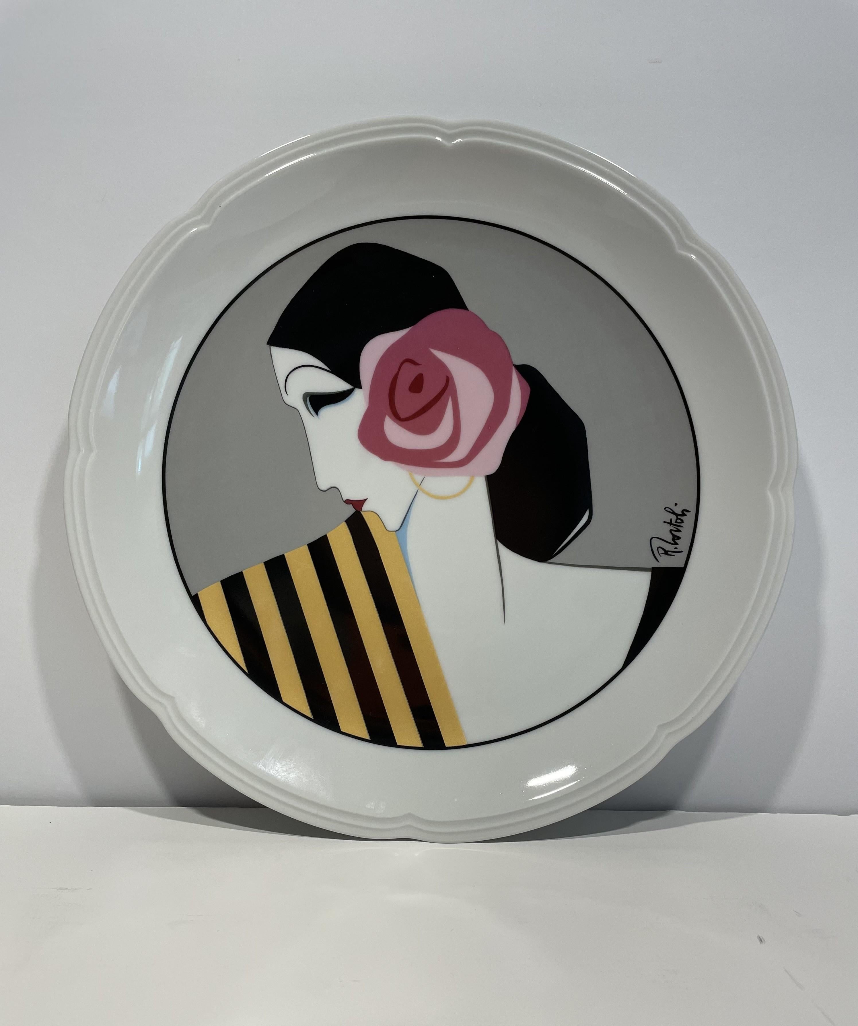 Platos de Cena o de Desierto de Porcelana Francesa Blanca Art Decó - Lote de 4 en Excelente estado para la venta en Austin, TX