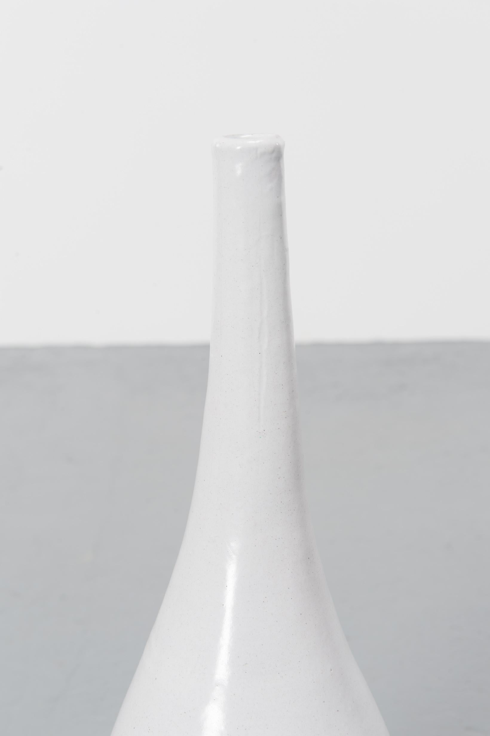 Pure White Milk French Vase in Ceramic by Robert and Jean Cloutier circa 1960, France 

freeform Bottle by Robert and Jean Cloutier in white pure milk enameled handmade ceramic. 
Signed 