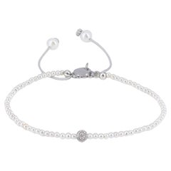 White Freshwater Pearl Bracelet with 14k WG Diamond Bead