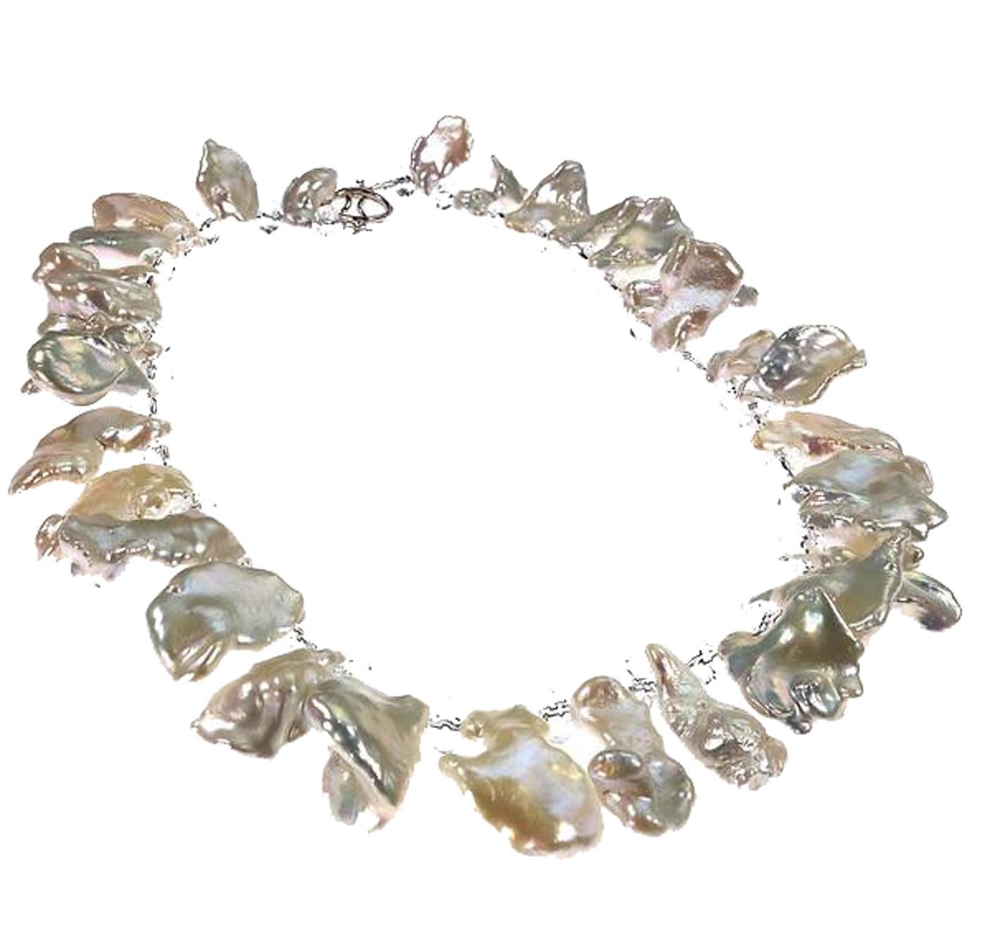 Artisan White Freshwater Pearl 14.5 Inch Choker Necklace with Crystal Accents