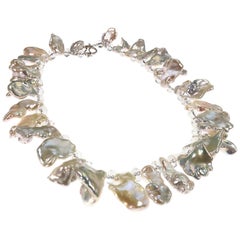 Collar Gargantilla de Perlas de Agua Dulce Blancas con Detalles de Cristal