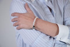 White Freshwater Pearl Cuff with dangling Tahiti Pearl