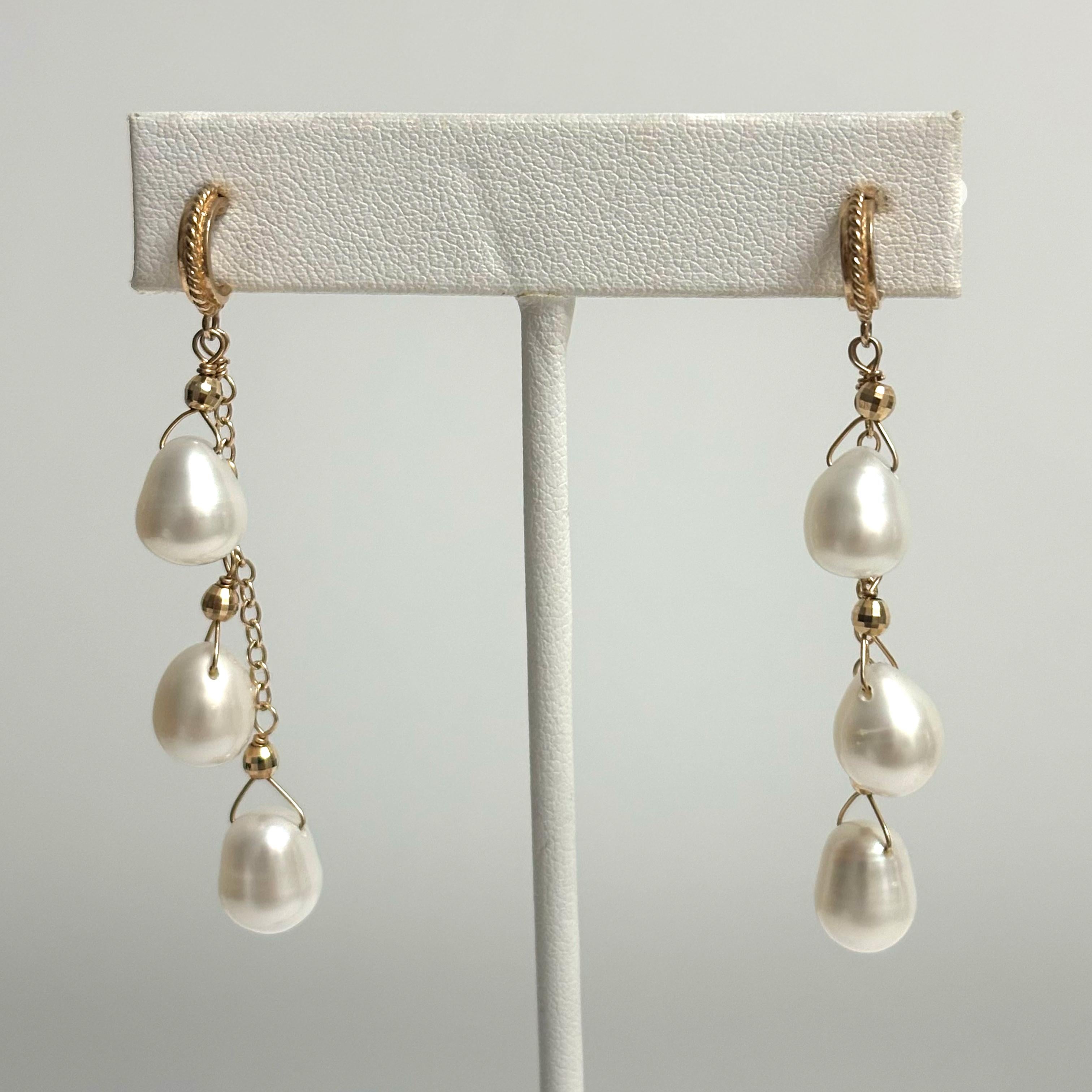 Pendientes Paradizia de perlas blancas de agua dulce colgantes Artesano en venta