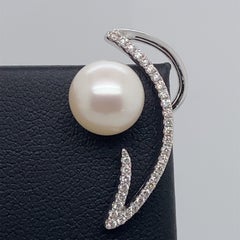 HARBOR D. White Freshwater Pearl Diamond Earrings Climbers 0.36 Carat