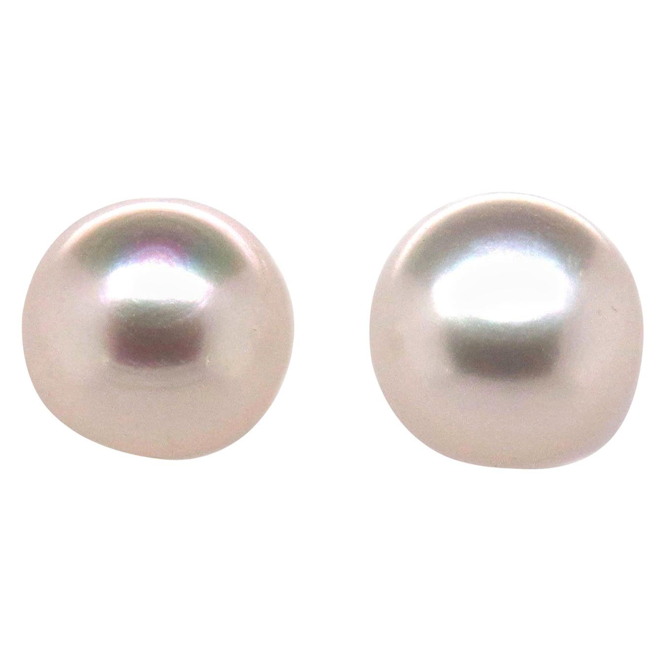 White Freshwater Pearl Stud Earrings