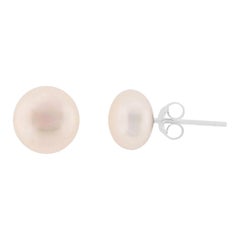 10mm White Freshwater Pearl Stud Earrings on Silver