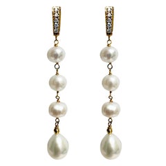 Orecchini Paradizia con perle d'acqua dolce bianche e diamanti