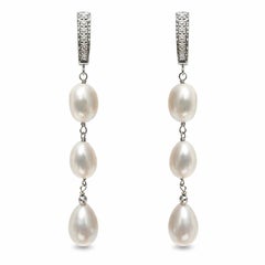 Orecchini Paradizia con perle d'acqua dolce bianche e diamanti