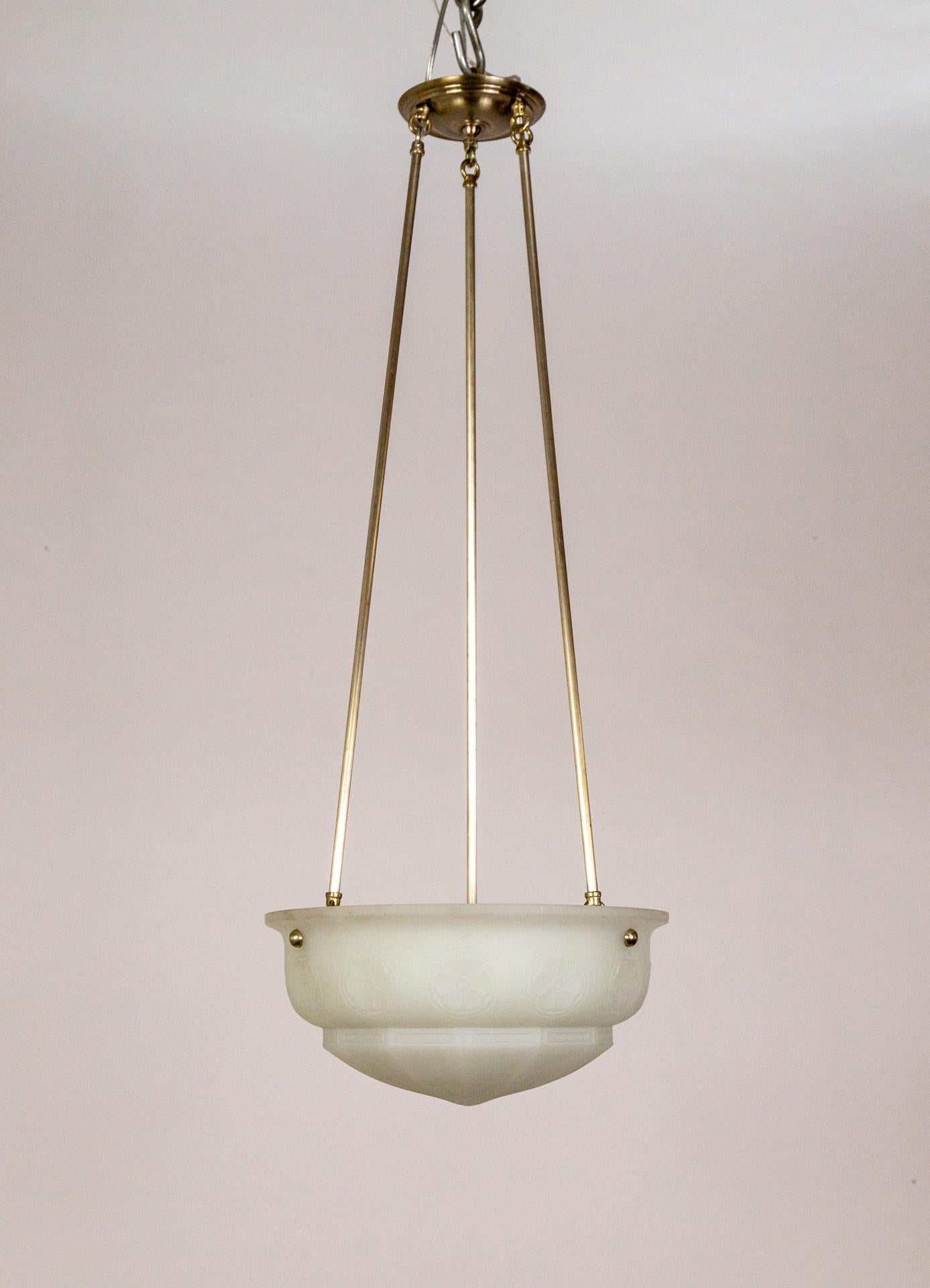 White Frosted Glass Bowl Pendant Light For Sale 1