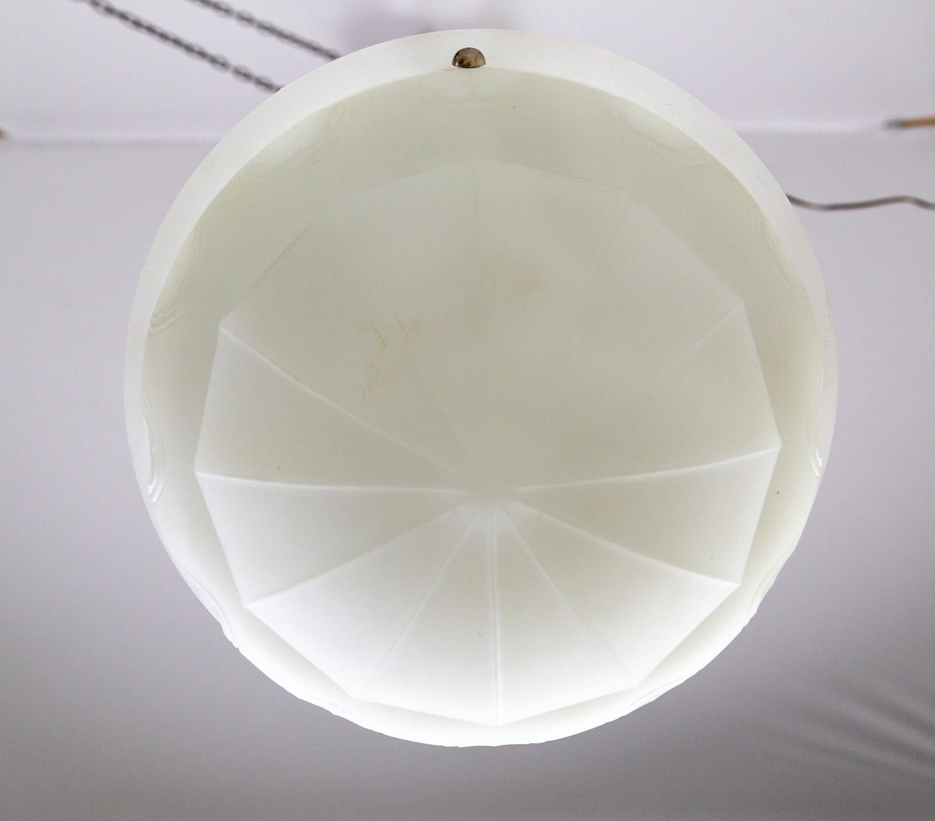 White Frosted Glass Bowl Pendant Light For Sale 3