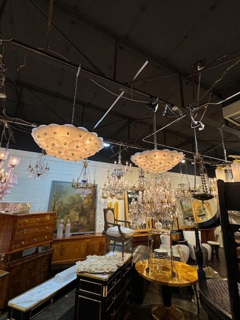 Lámpara empotrada de cristal de Murano esmerilado blanco Italiano en venta