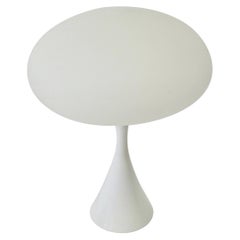 White Frosted Mushroom Globe on White Laurel Lamp Base