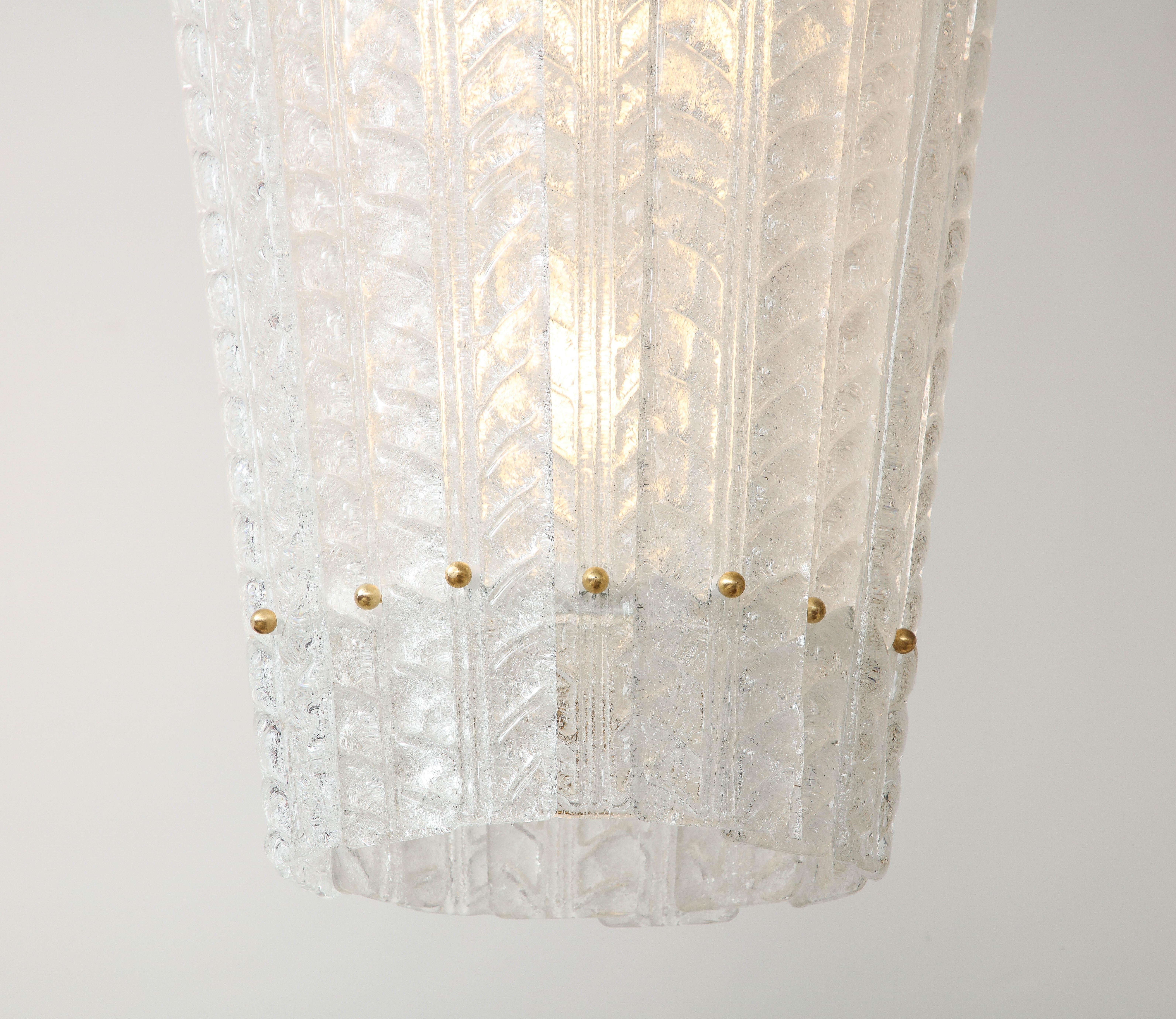 White Frosted Textured Murano Glass and Brass Pendant Chandelier, Italy, 2022 In New Condition For Sale In New York, NY