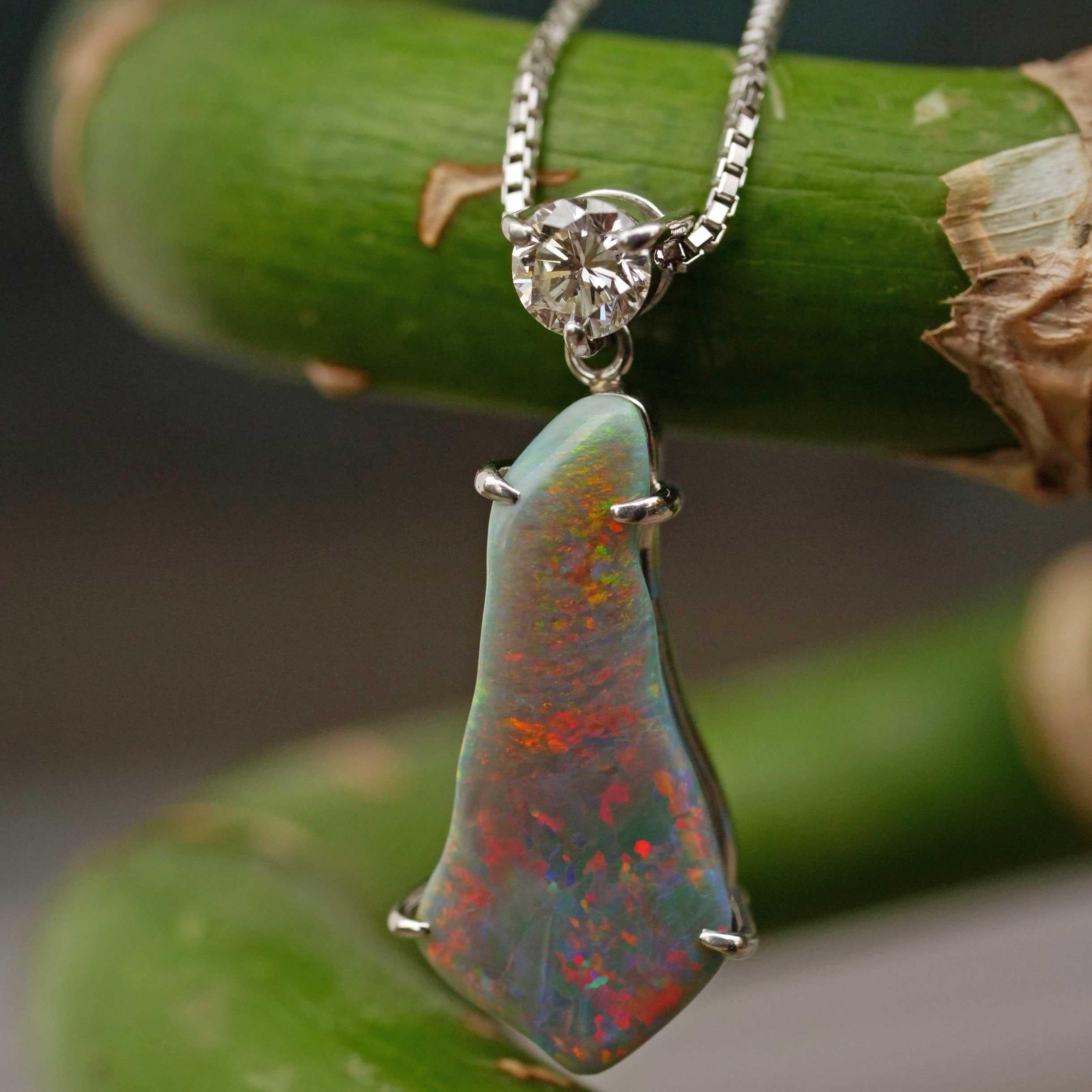 Weißer Vollopal-Brillant-Anhänger mit Kette 900 850 Platin 4,38 ct 0,284 ct A im Angebot 5