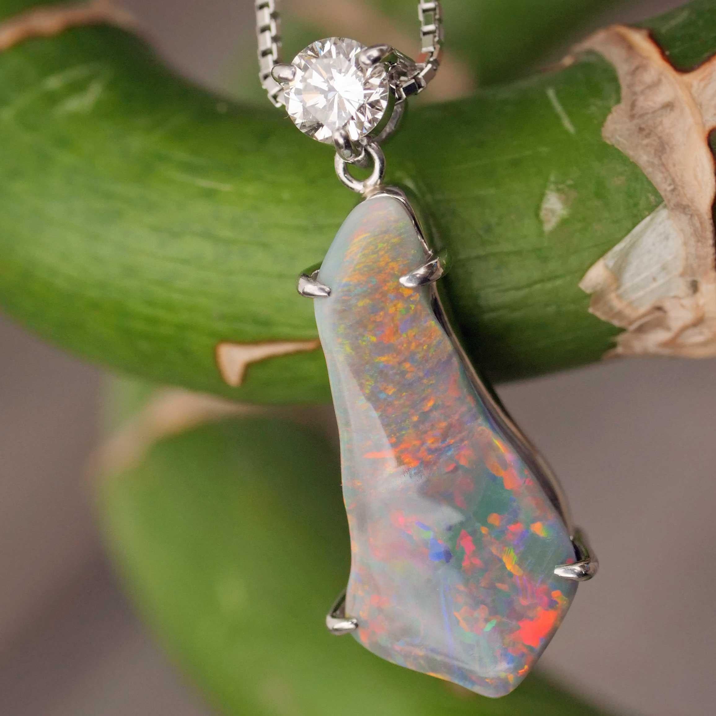 Weißer Vollopal-Brillant-Anhänger mit Kette 900 850 Platin 4,38 ct 0,284 ct A im Angebot 6